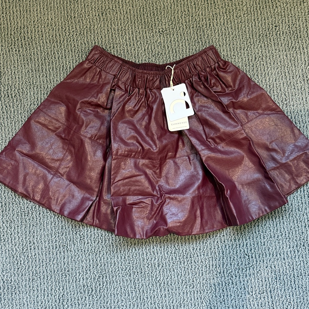 NWT Burgundy Faux Leather Skirt